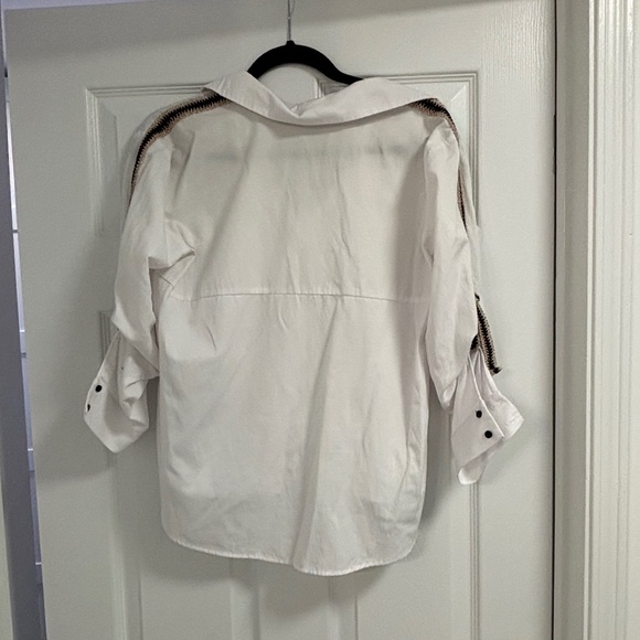 Zara Roll Tab Sleeve Button Up Shirt Size XS - Picture 2 of 4